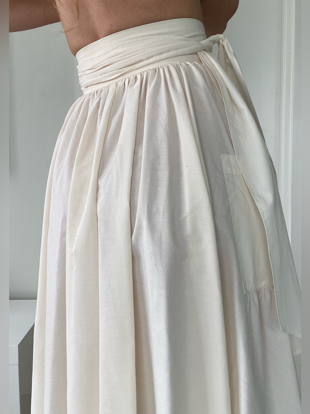 Lagen Look unlabelled 100% Cotton 2 piece cream colour top and skirt size S & L - Picture 4 of 10